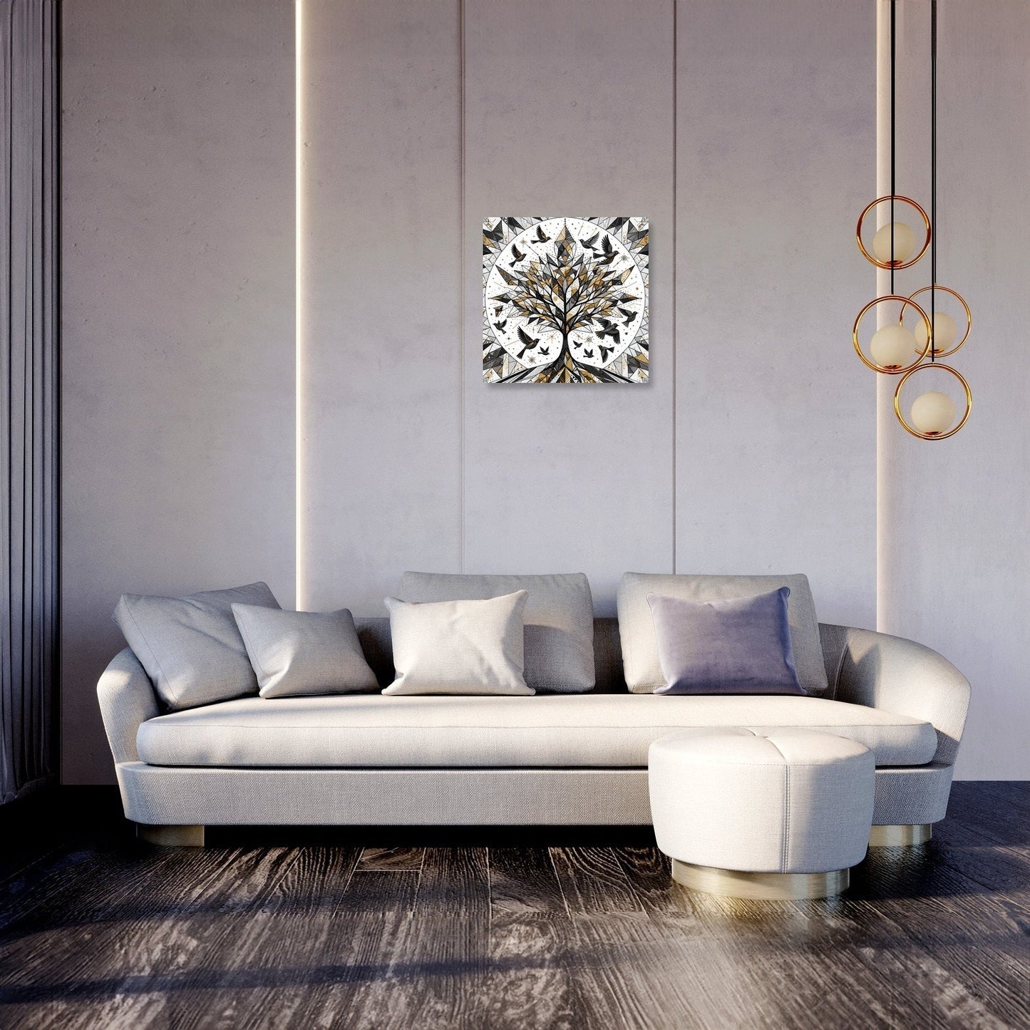 Golden Geometric Nature Canvas