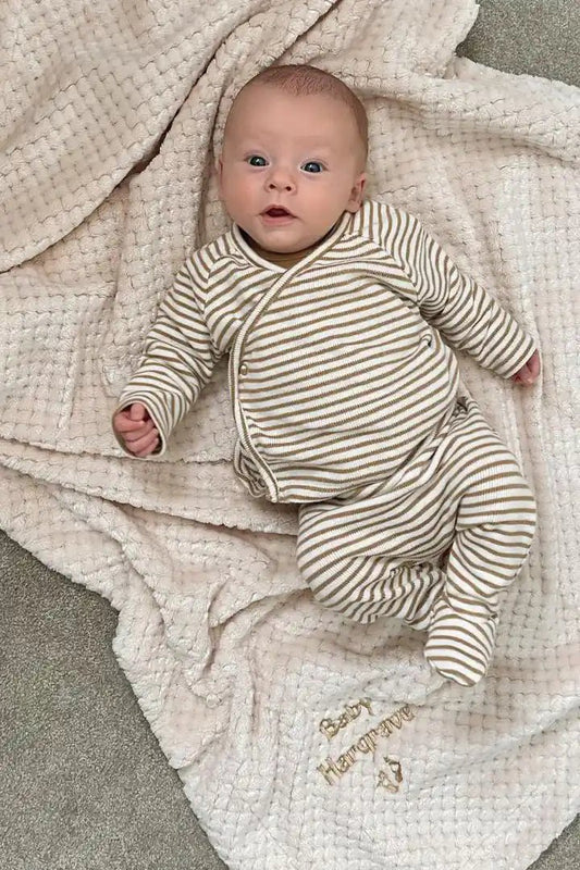 Customized Cocole Beige Baby Blanket - Plush Microfiber