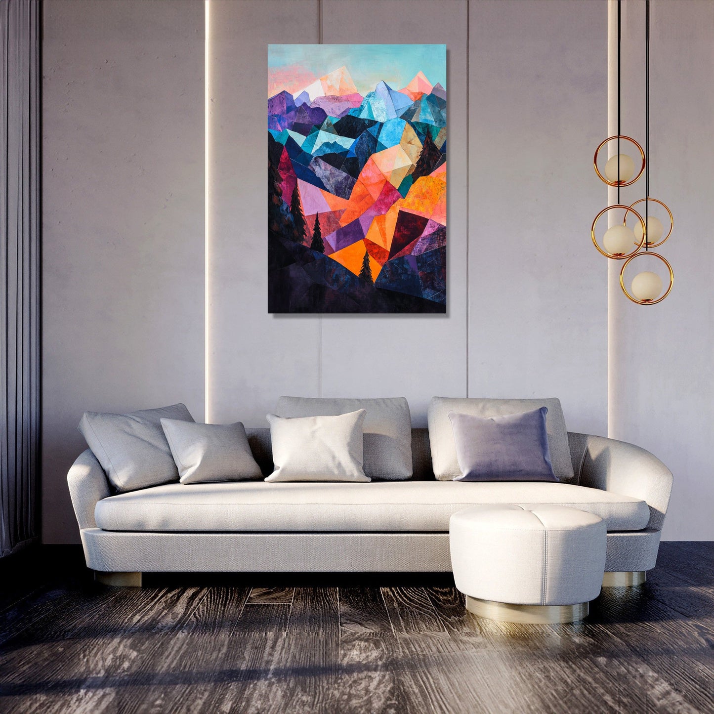 Geometric Mountain Canvas