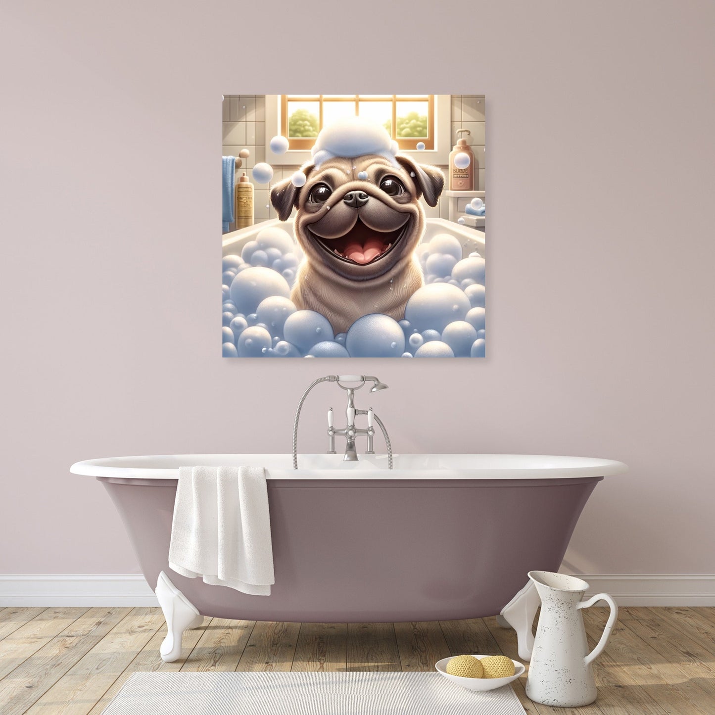 Bubbly Pug Bliss Canvas