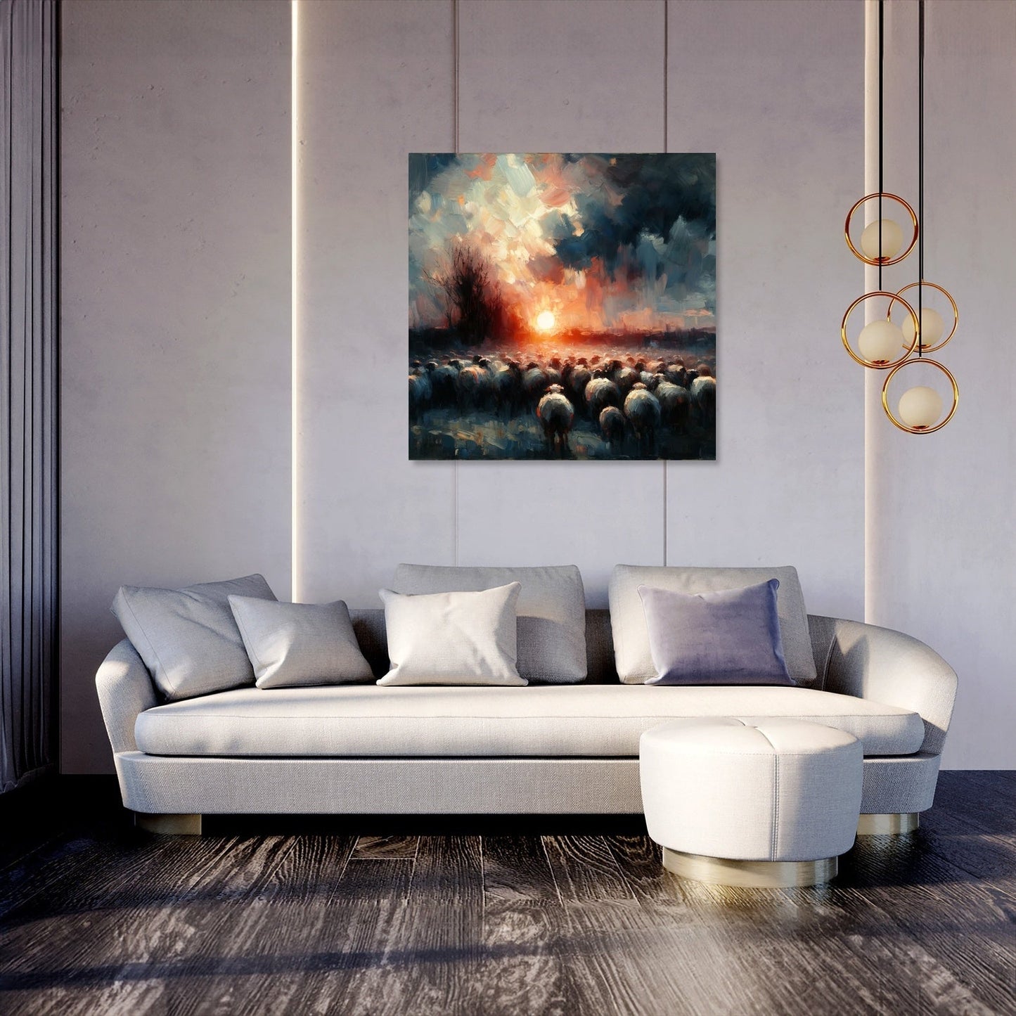 Dusk Silhouettes Sheep Canvas
