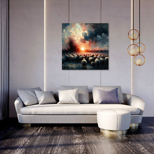 Dusk Silhouettes Sheep Canvas