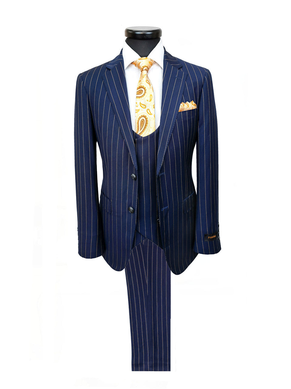 Navy Orange Stripe 3-Piece Suit
