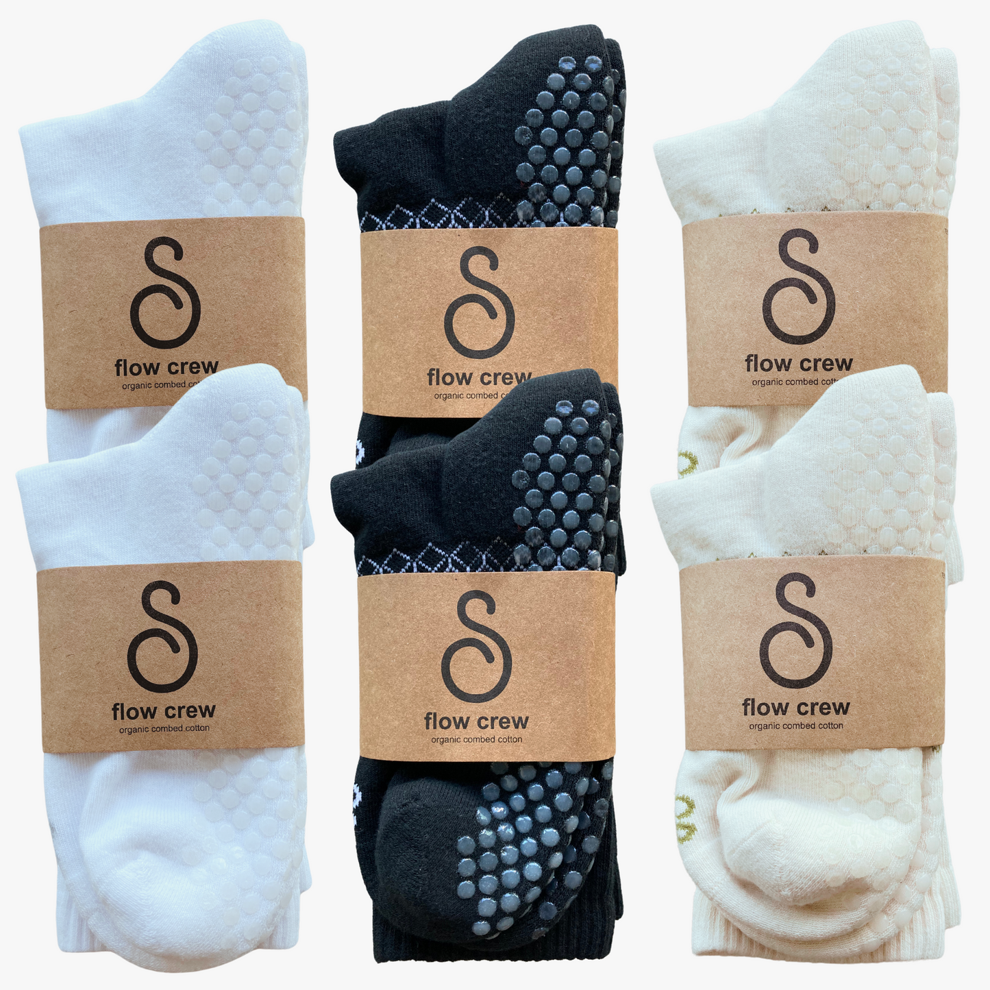 grip socks (crew / mid-calf) - organic combed cotton
