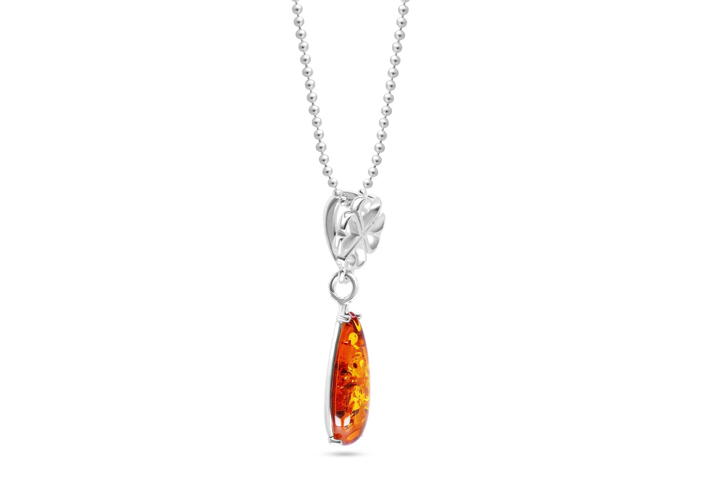 Minimal Heart Amber Pendant