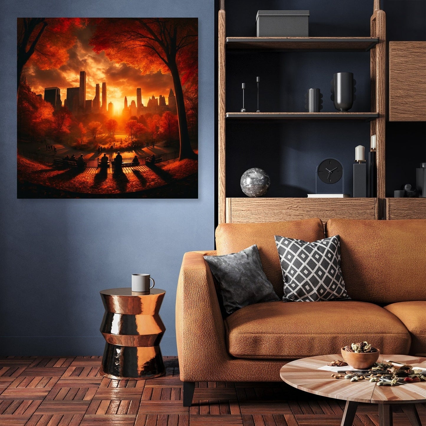 Autumn Sunset Silhouettes Canvas