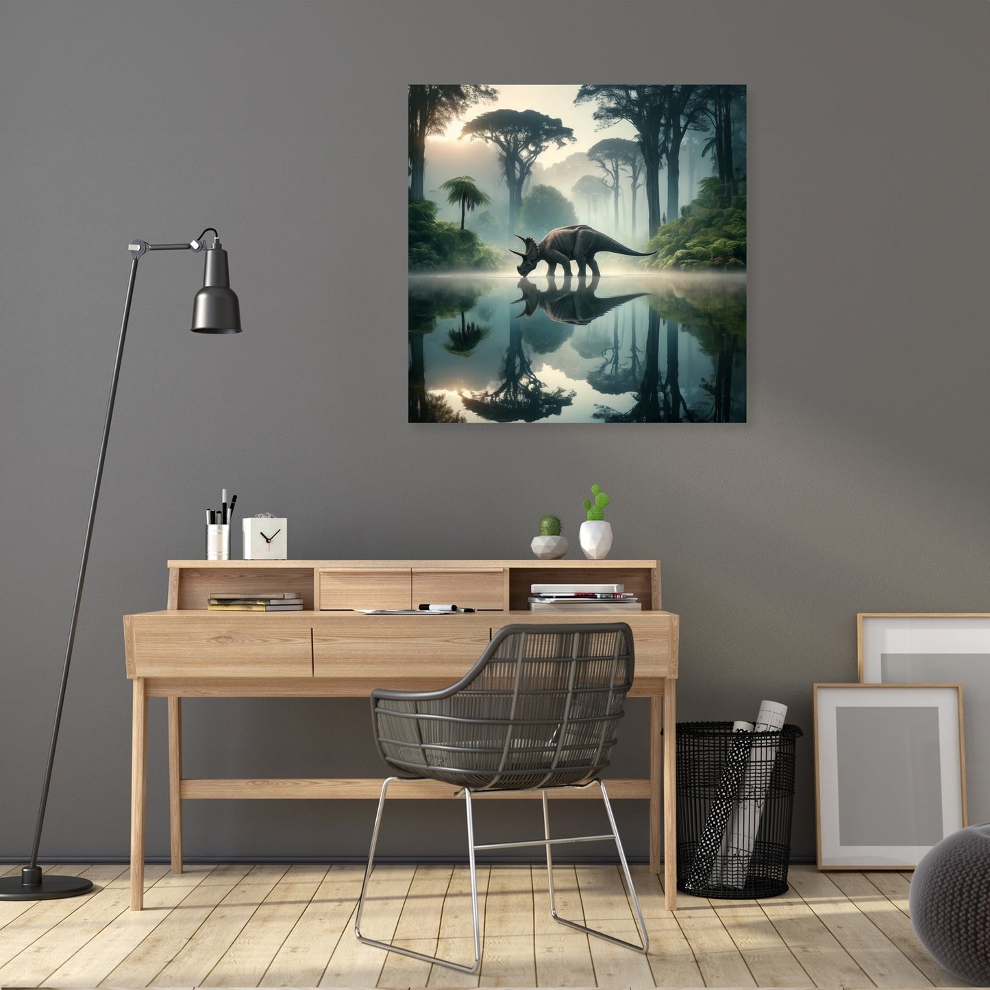 Lakeside Reflections Triceratops Canvas