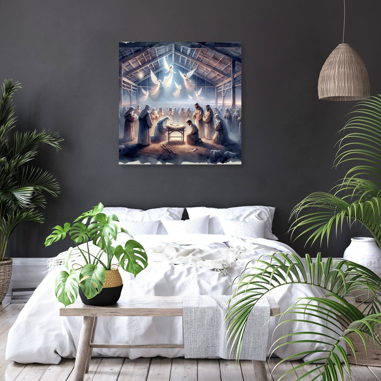 Serene Nativity Nightfall Canvas