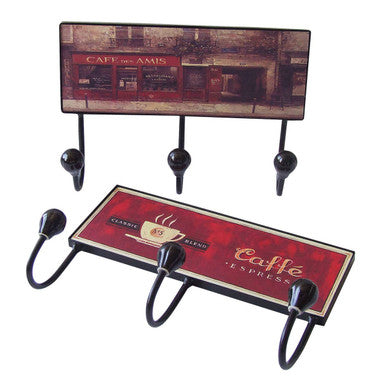 2 Assorted Cafe Designs 3 Hook Hanger