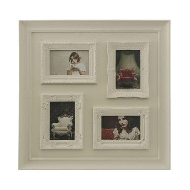 4 Photo Cream Plastic Multi Photo Frame | Maren