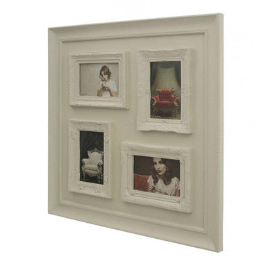 4 Photo Cream Plastic Multi Photo Frame | Maren