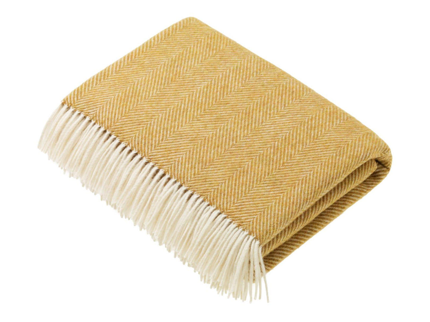Herringbone Merino Lambswool Throw - Gold