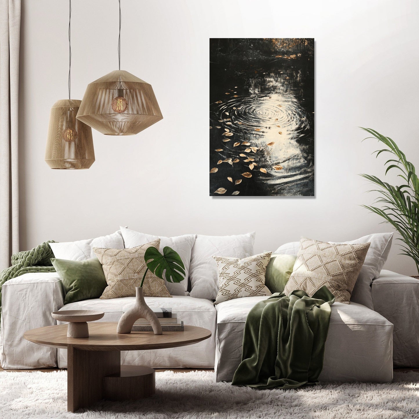 Dancing Leaves Stream Canvas