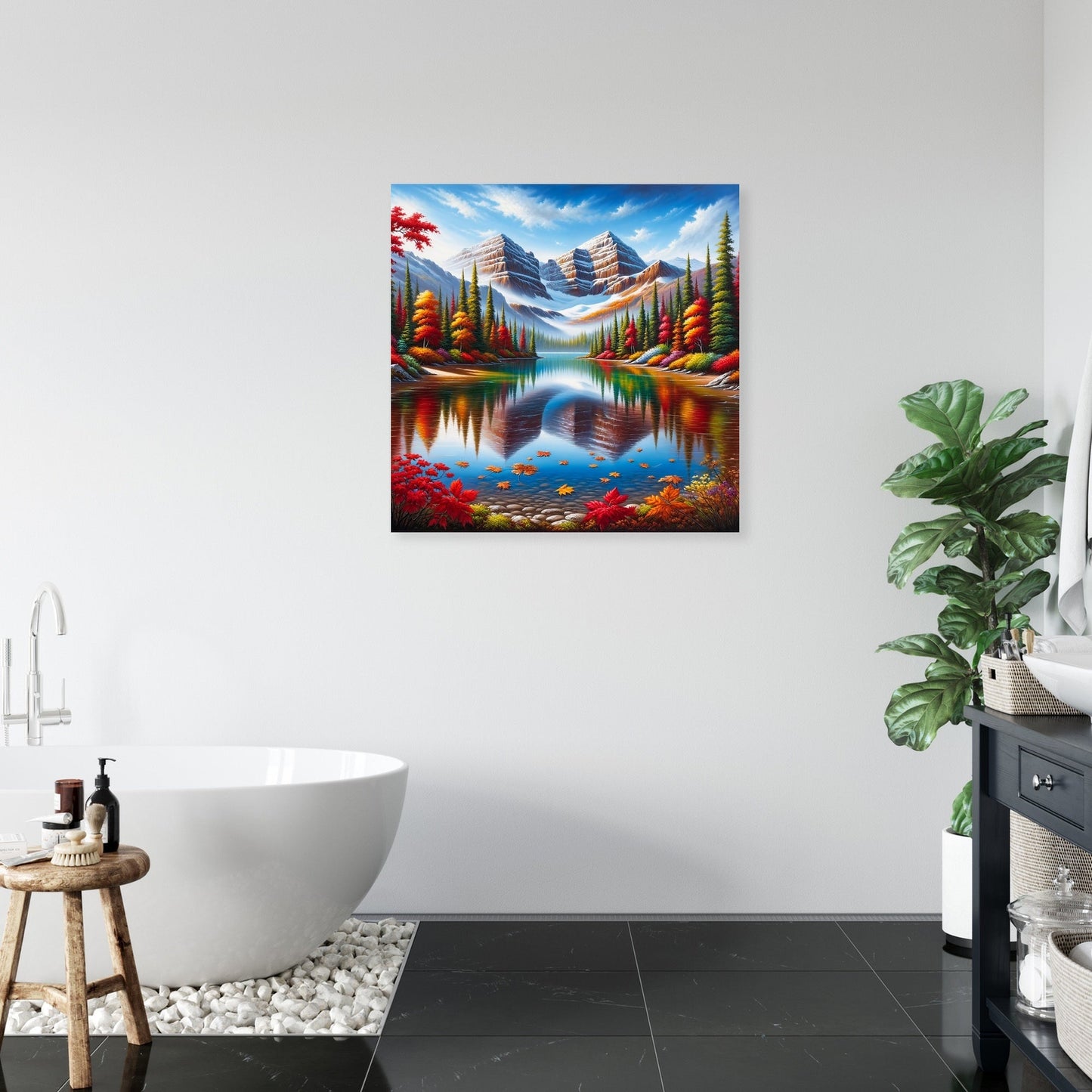 Autumn Serenity Lake Canvas