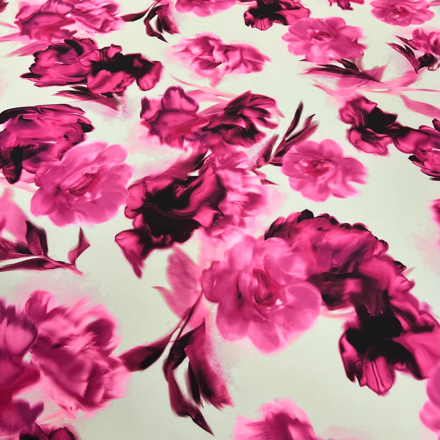 Pink Floral Scuba Foam 3D Mono Jersey Fabric 2 Way Stretch