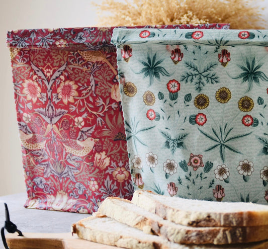 William Morris Daisy Beeswax Bag-Reusable Food Storage Bag