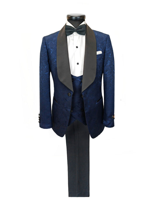 Navy Floral Style 3-Piece Tuxedo