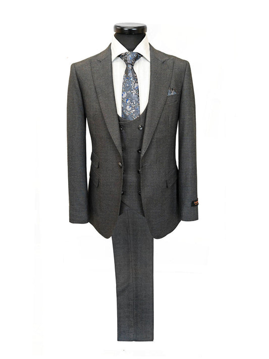 Dark Grey Birdseye 3-Piece Suit