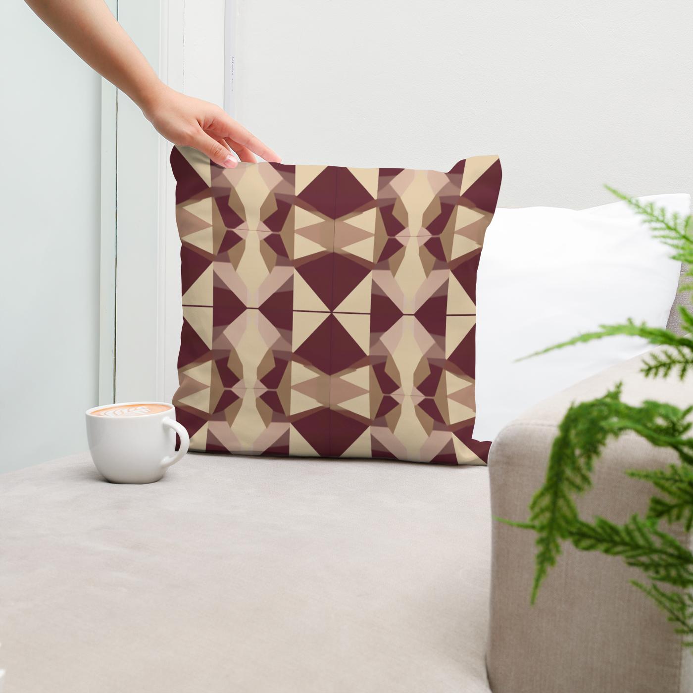 Burgundy Sand Triangles Cotton Cushion