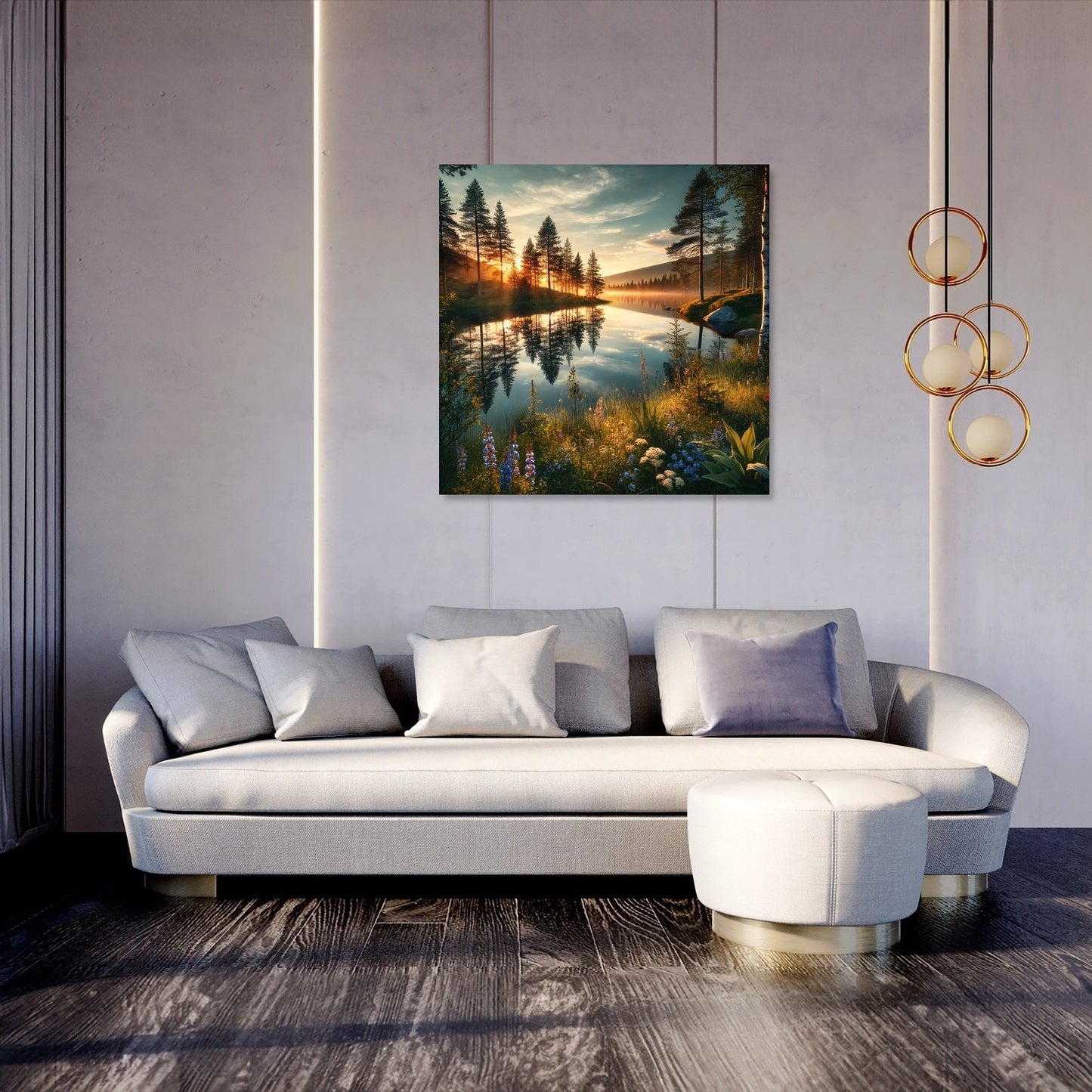 Midnight Sun Lake Canvas