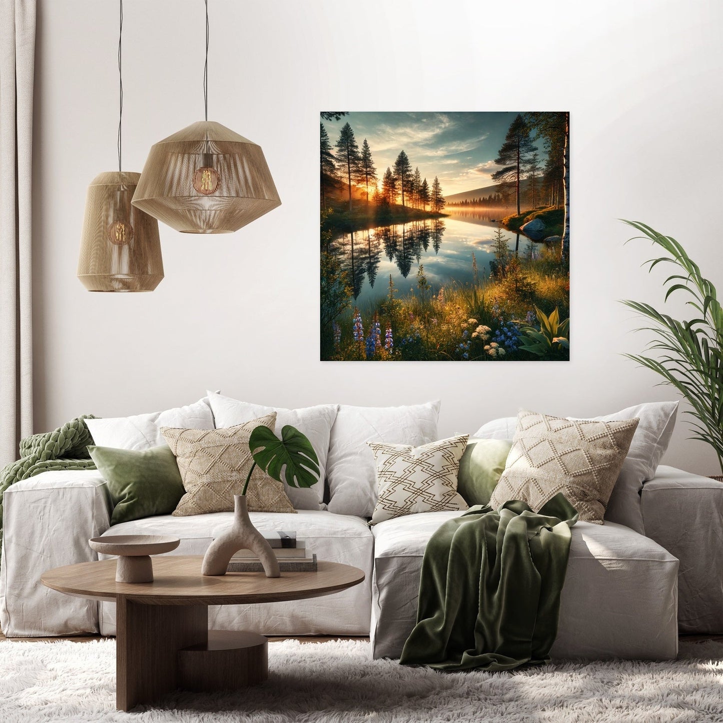 Midnight Sun Lake Canvas