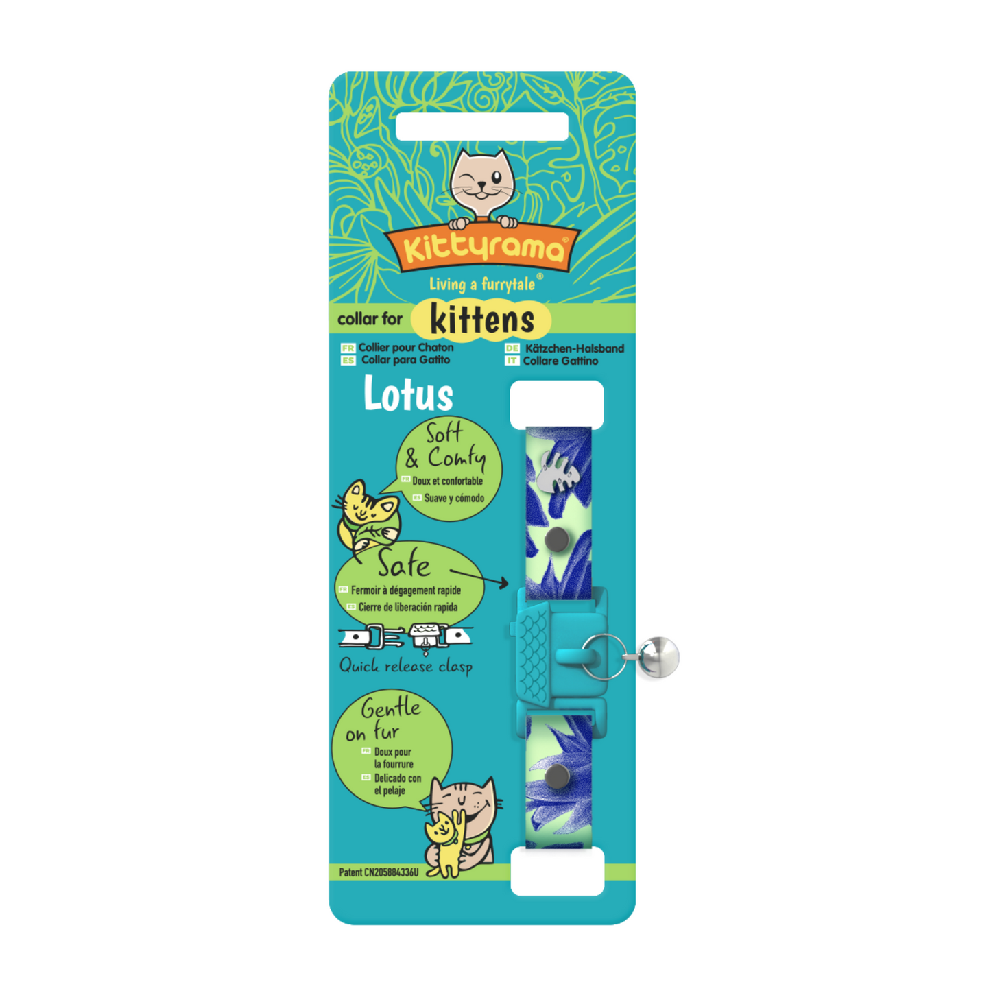 KITTYRAMA KITTEN BOTANICALS LOTUS COLLAR - Quick Release, Breakaway, Hypoallergenic