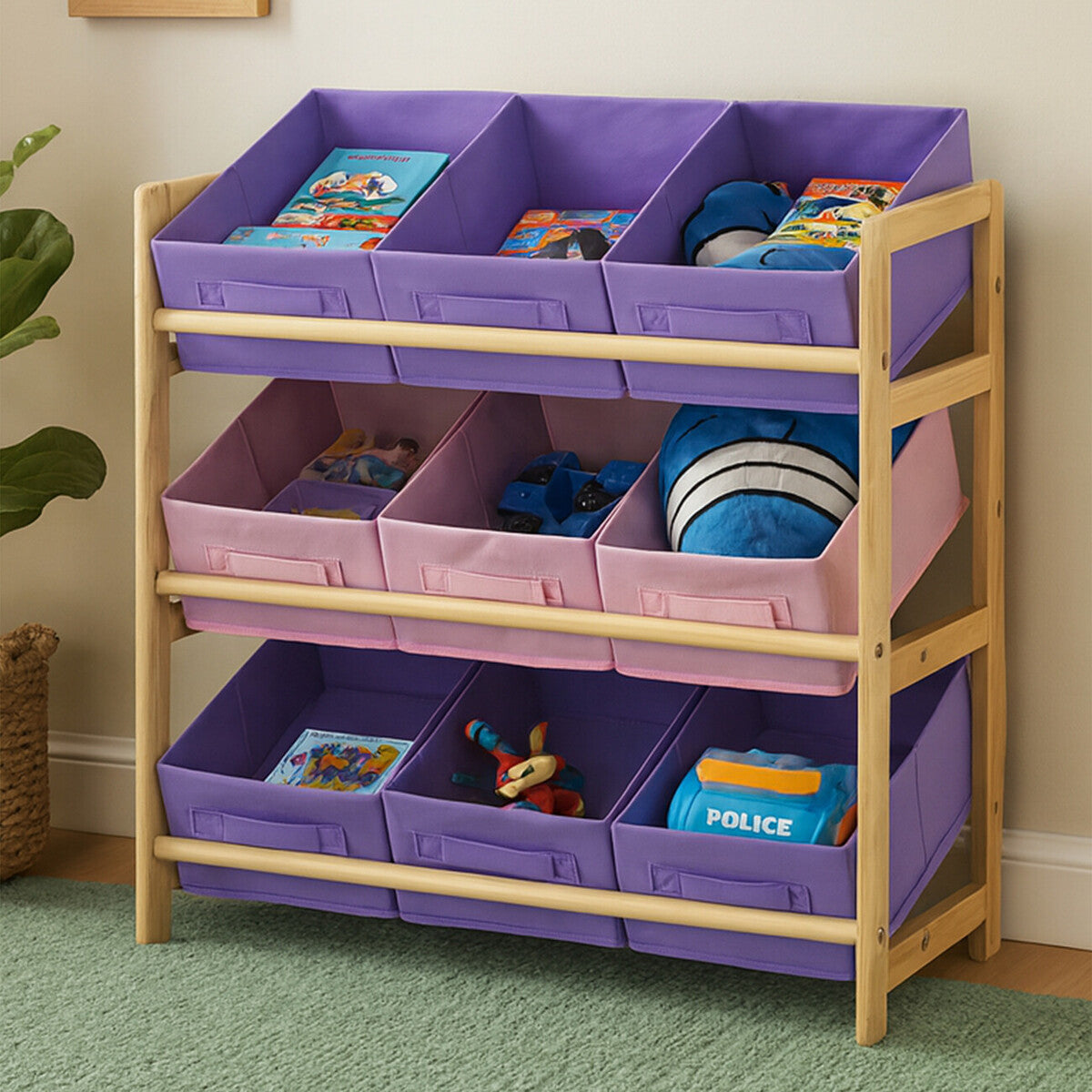 Pixel Pink and Purple 3 Tier Kids Storage Unit