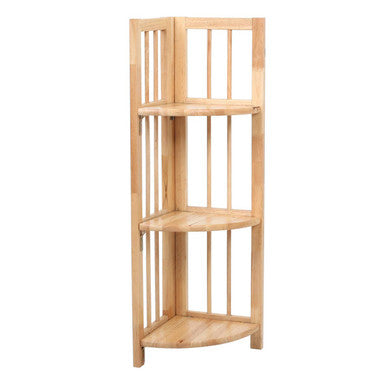 Heva 3 Tier Tropical Hevea Wood Corner Shelf Unit