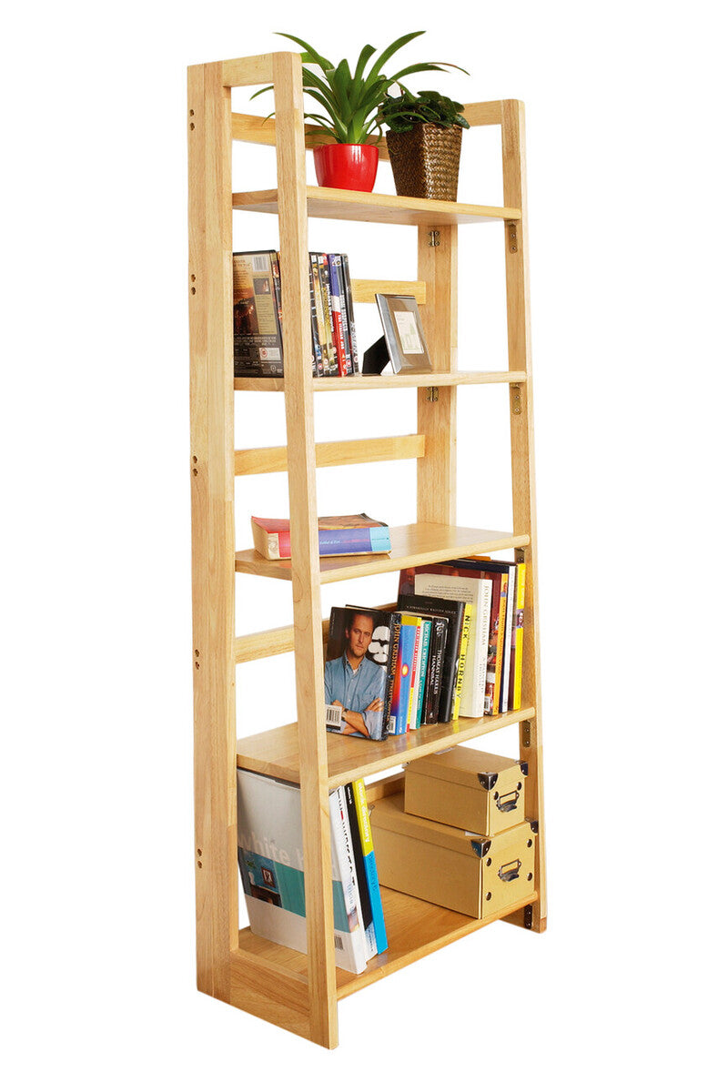 Heva 5 Tier Tropical Hevea Wood Shelf Unit