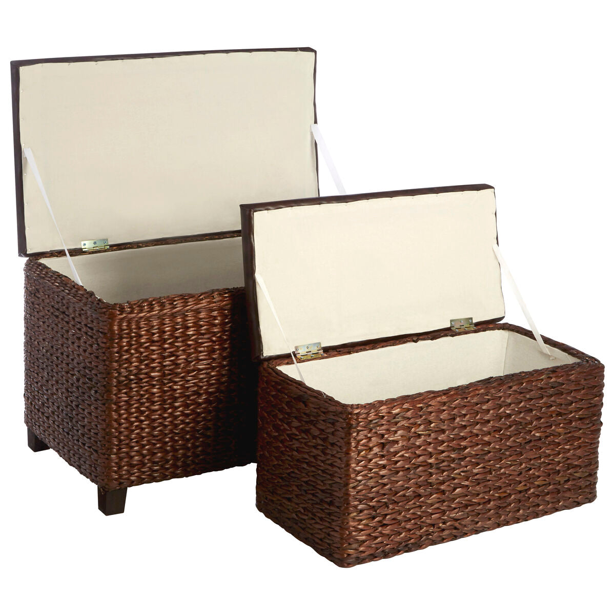 Cattail Leaf Woven Storage Ottoman - Set of 2