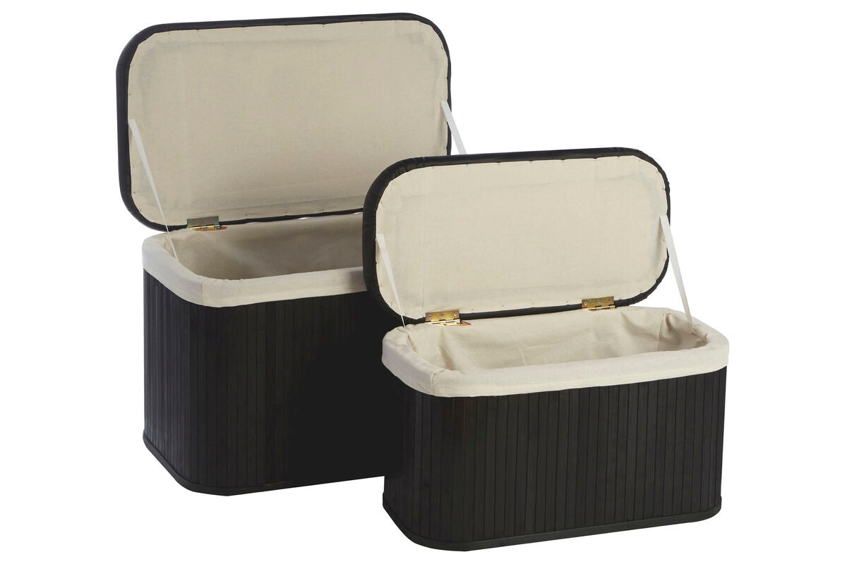 Black Set of 2 Bamboo Storage Ottoman | Bambi