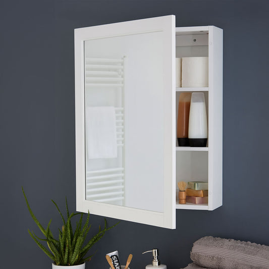Port Mirrored Wall Cabinet With 2 Inner Shelves