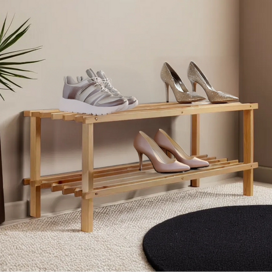 Arla Natural And Cedar Wood 2 Tier Shoe Rack