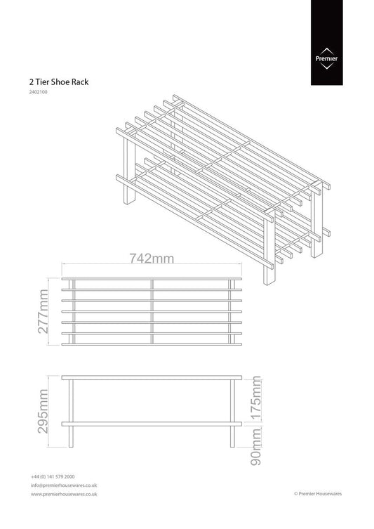 Parker Dark Cedar Wood 2 Tier Shoe Rack