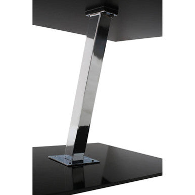 Black Tempered Glass Chrome Frame Top End Table