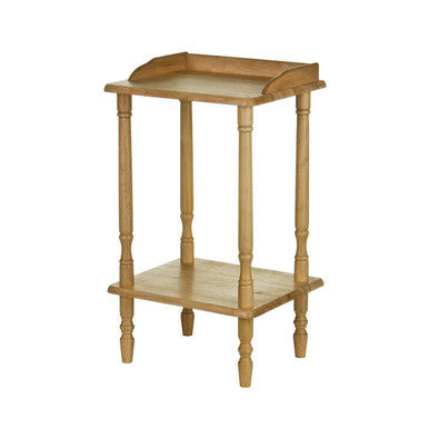 Natural Light Wood Hevea Rubberwood Side Table with Raised Lip Top and Bottom Tier Shelf, Heva