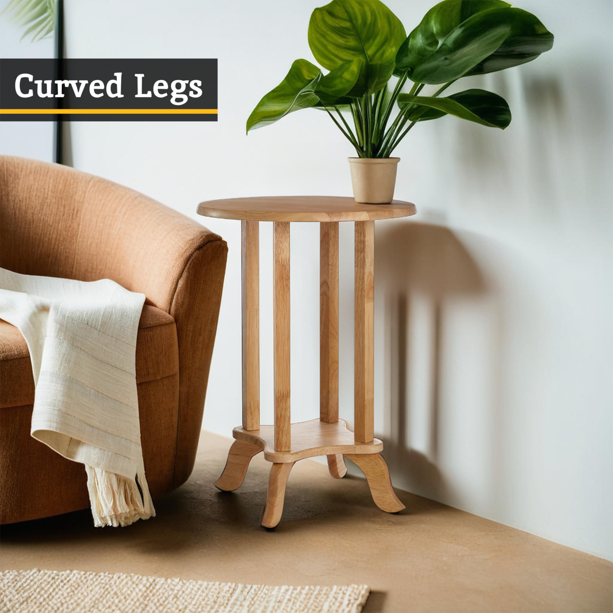 Heva Round Rubberwood Side Table