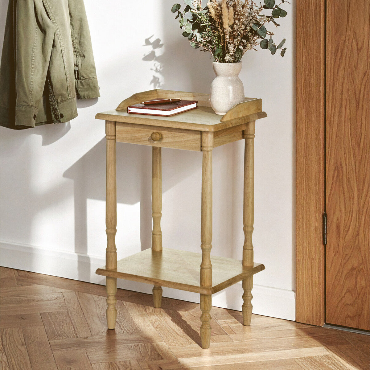 Heva Square Rubberwood Side Table