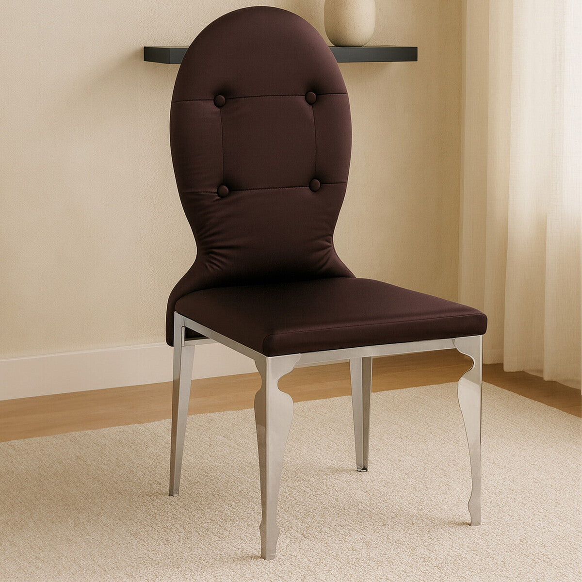 Silk Dining Purple Chair With Stainless Steel Legs