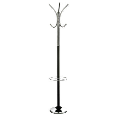 Drew Black and Chrome Floor Standing Coat Stand