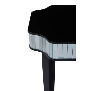 Black Mirrored Detail Top Side Table with Smooth Surface, Clavier