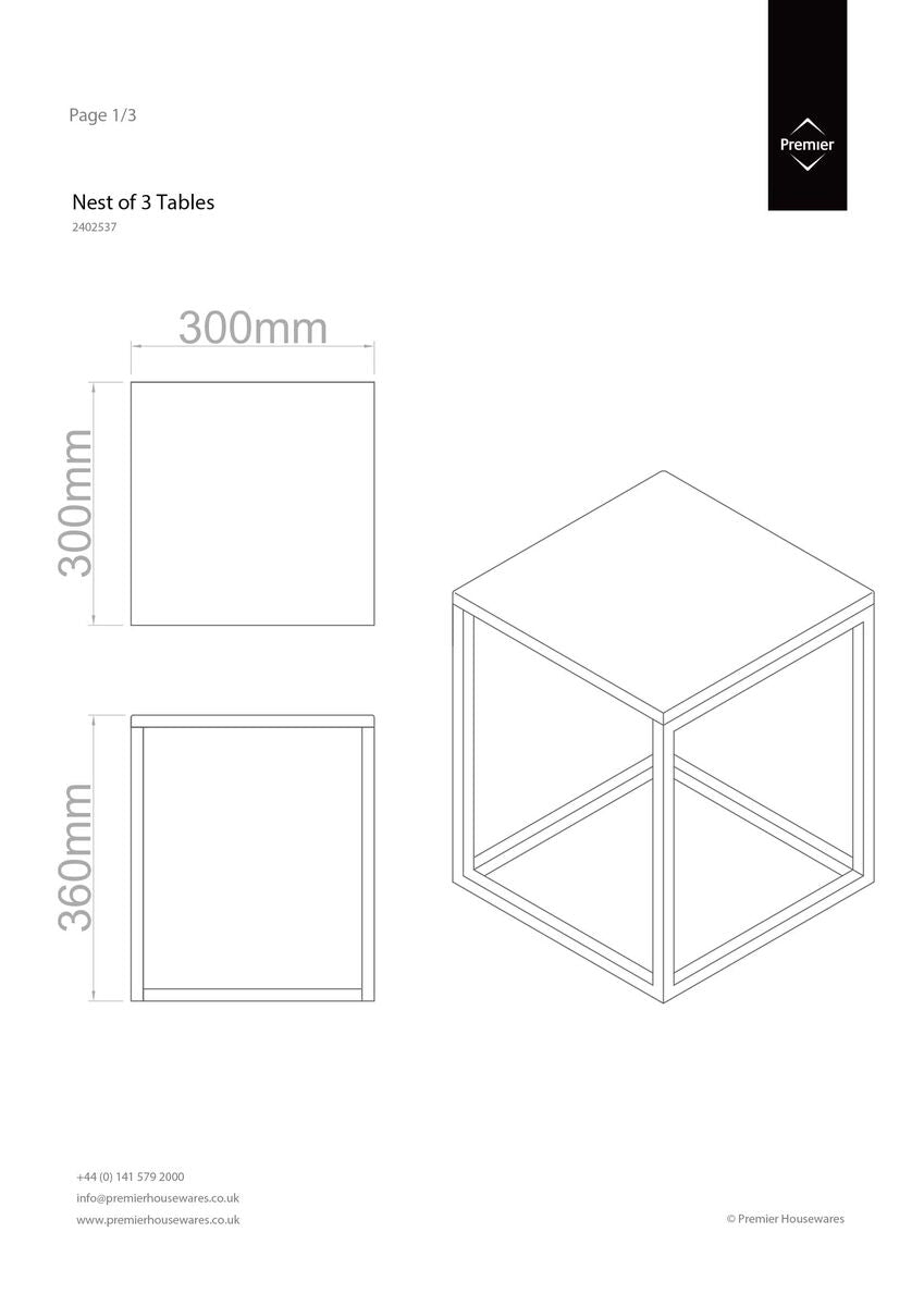 Fulton Black Nest Of 3 Tables With Chrome Frame