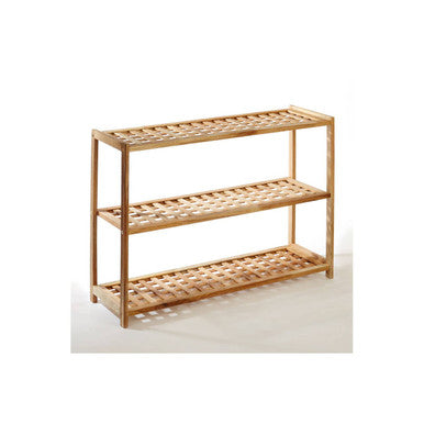Arla 3 Tier Walnut Wood Grid Design Shoe Rack