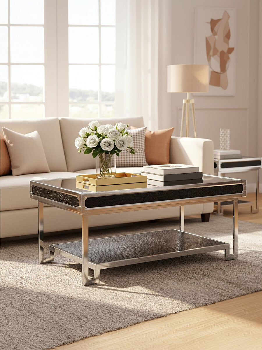 Carla Crocodile Leather Effect Coffee Table