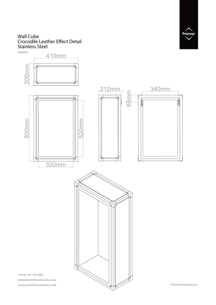 Carla Crocodile Leather Effect Wall Cube Shelf