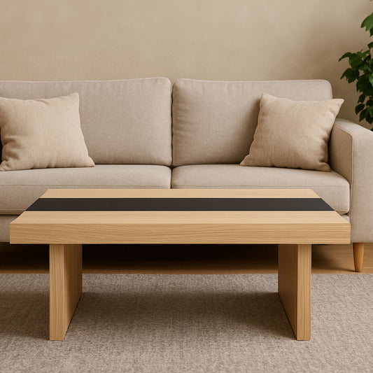 Black and Natural Square Coffee Table, Loki