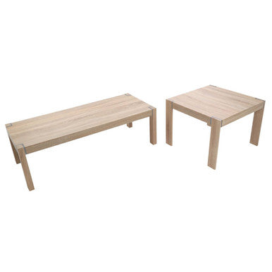 Natural Oak Veneer Set of 2 Side Tables with Ample Surface Space, Loki