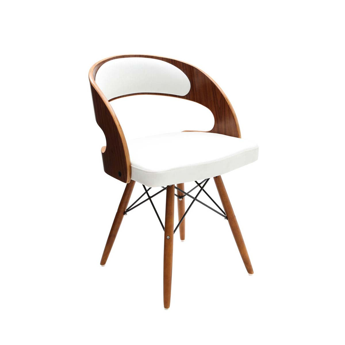 White Leather Effect Chair with Curved Back | Parkar