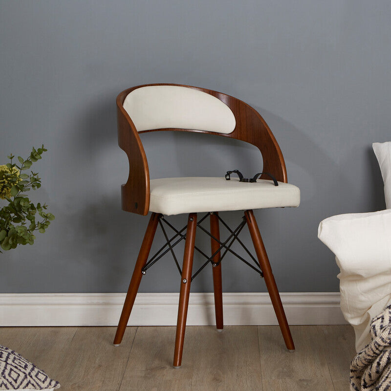 White Leather Effect Chair with Curved Back | Parkar