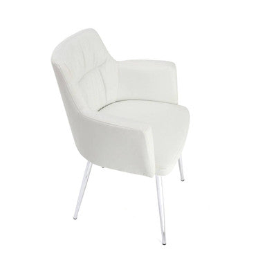 Merrik White Leather Effect Chair With Chrome Legs